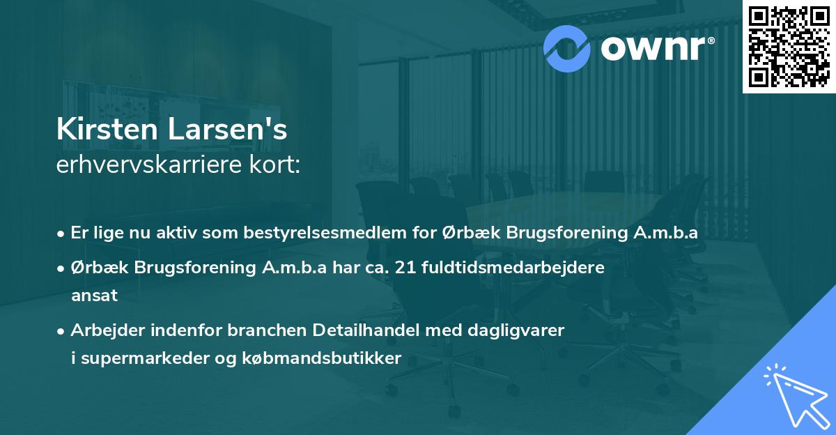 Kirsten Larsen's erhvervskarriere kort