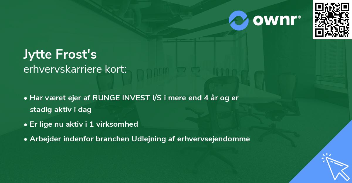 Jytte Frost's erhvervskarriere kort