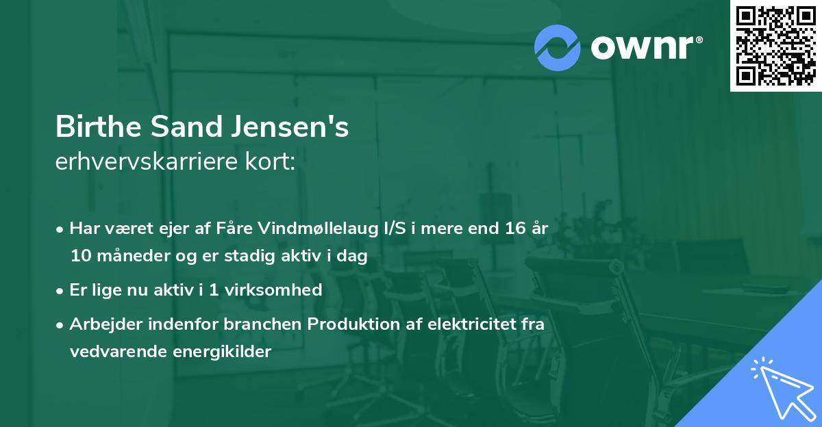 Birthe Sand Jensen's erhvervskarriere kort