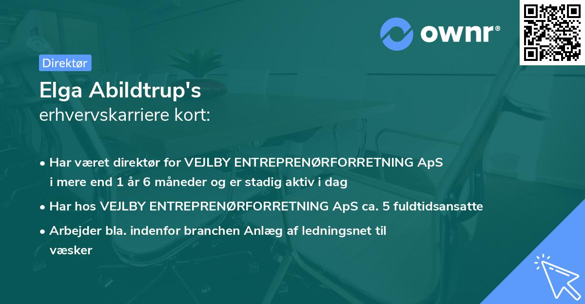 Elga Abildtrup's erhvervskarriere kort