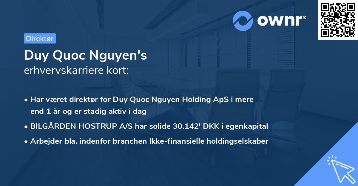 Duy Quoc Nguyen's erhvervskarriere kort