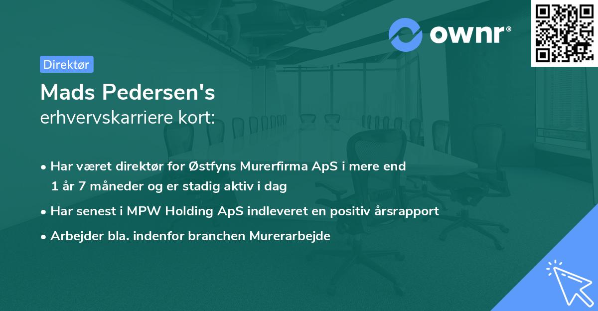 Mads Pedersen's erhvervskarriere kort