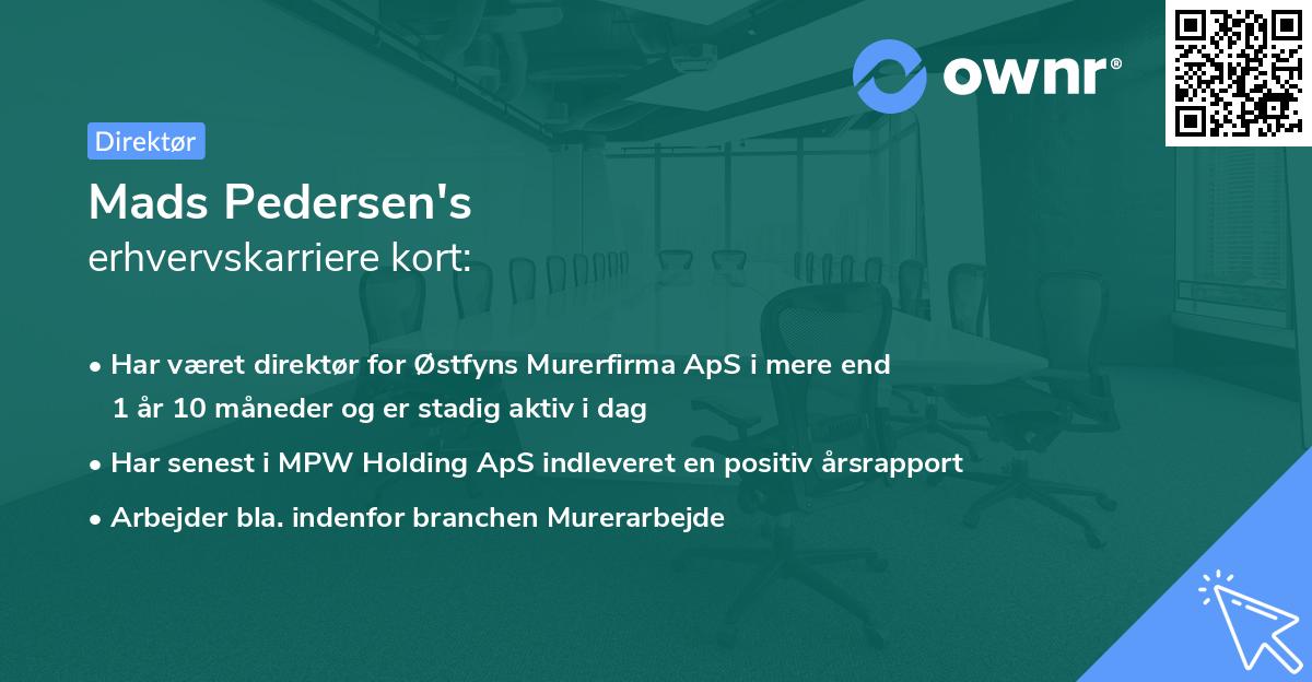 Mads Pedersen's erhvervskarriere kort