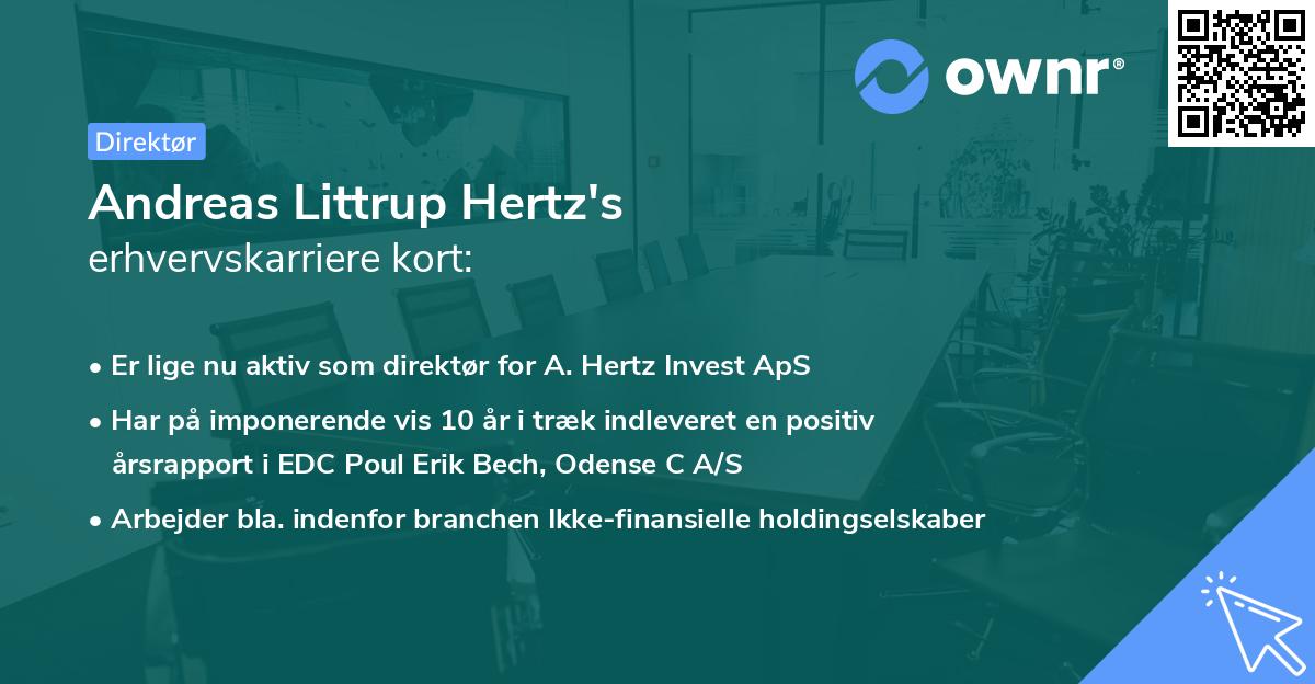 Andreas Littrup Hertz's erhvervskarriere kort