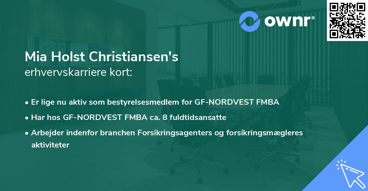 Mia Holst Christiansen's erhvervskarriere kort