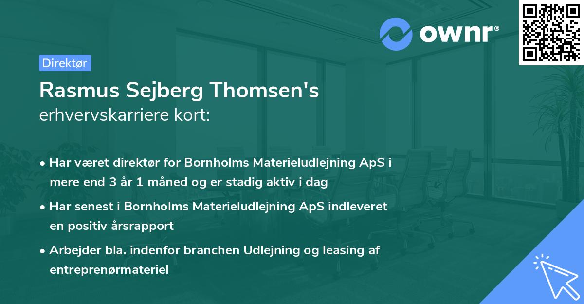 Rasmus Sejberg Thomsen's erhvervskarriere kort