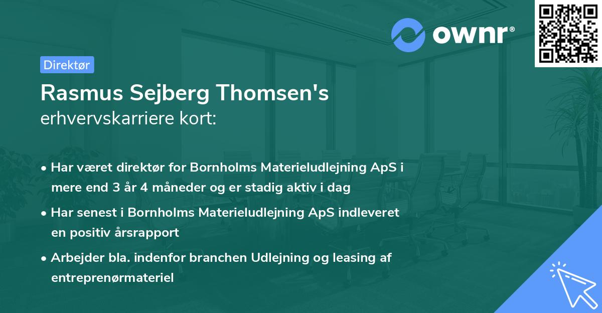 Rasmus Sejberg Thomsen's erhvervskarriere kort