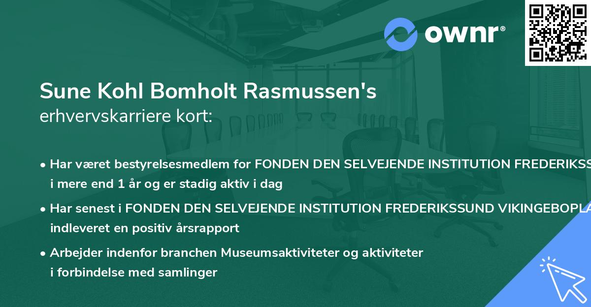 Sune Kohl Bomholt Rasmussen's erhvervskarriere kort