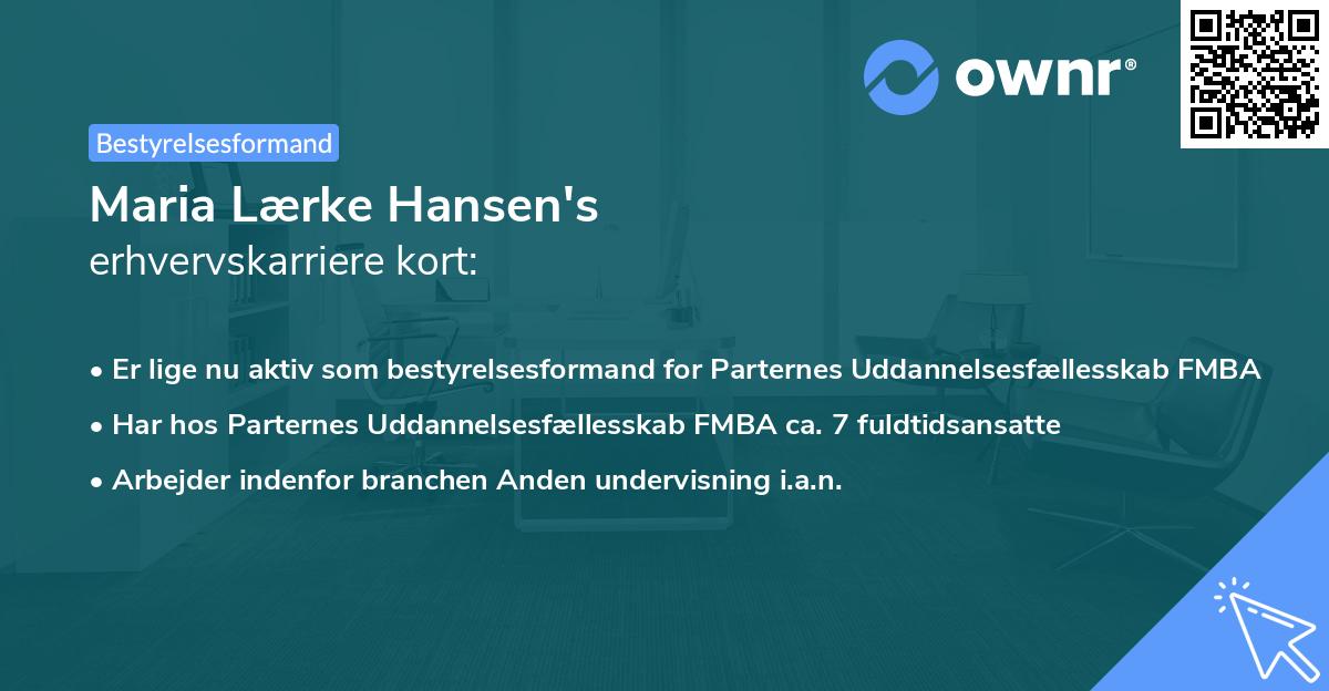 Maria Lærke Hansen's erhvervskarriere kort