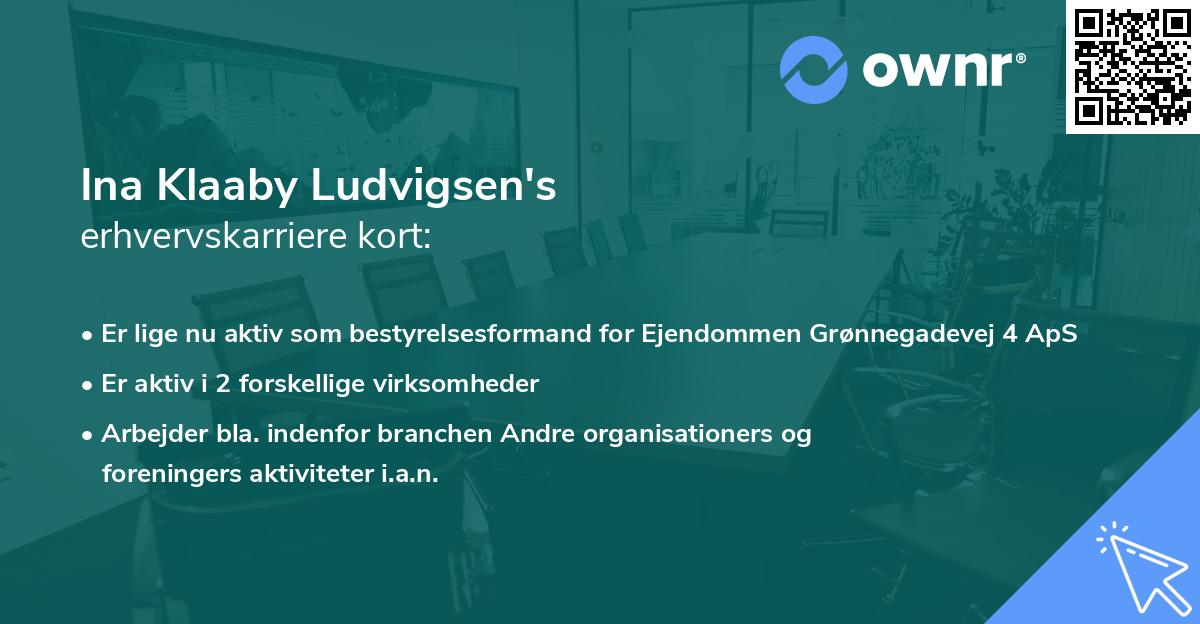 Ina Klaaby Ludvigsen's erhvervskarriere kort
