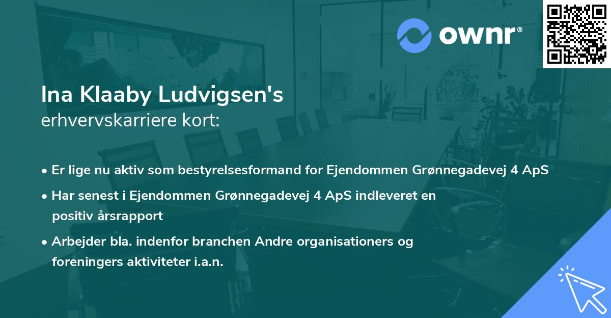 Ina Klaaby Ludvigsen's erhvervskarriere kort