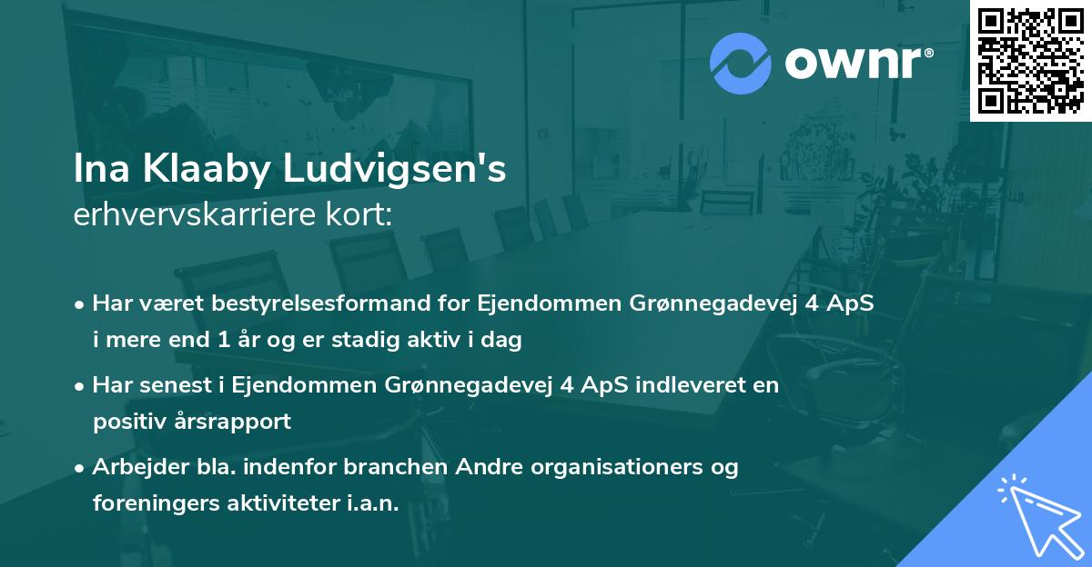 Ina Klaaby Ludvigsen's erhvervskarriere kort