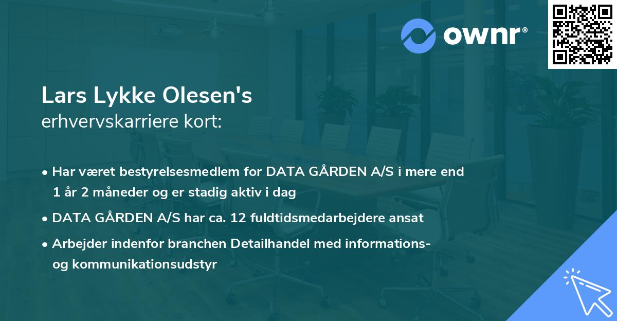Lars Lykke Olesen's erhvervskarriere kort