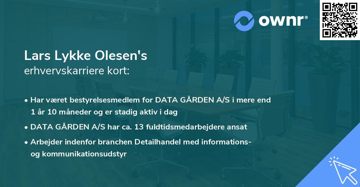 Lars Lykke Olesen's erhvervskarriere kort