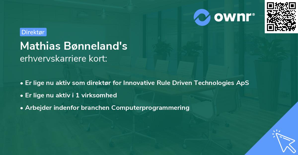 Mathias Bønneland's erhvervskarriere kort