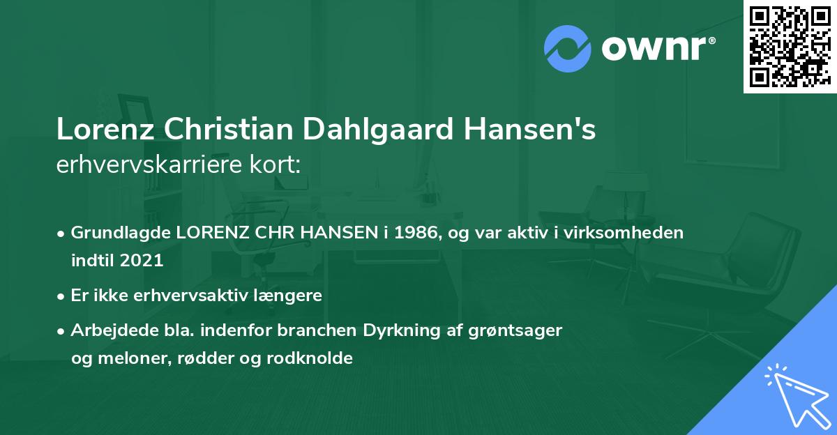Lorenz Christian Dahlgaard Hansen's erhvervskarriere kort