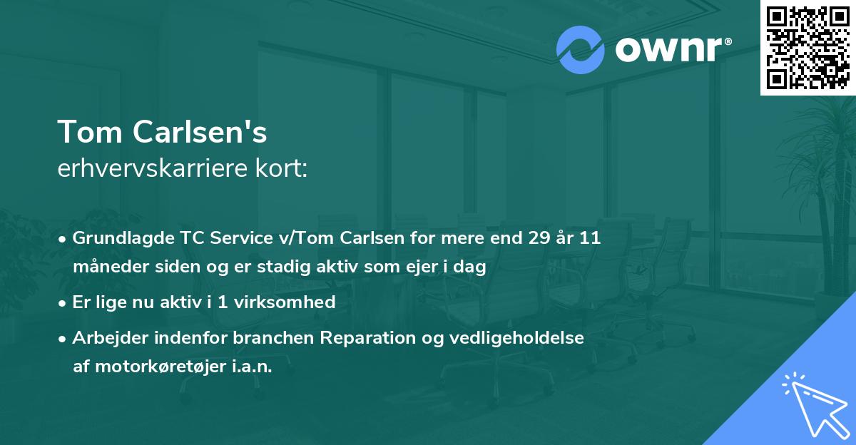 Tom Carlsen's erhvervskarriere kort