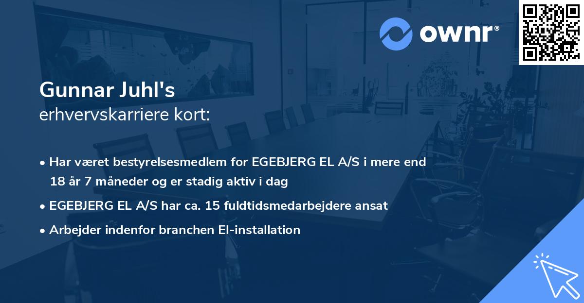 Gunnar Juhl's erhvervskarriere kort