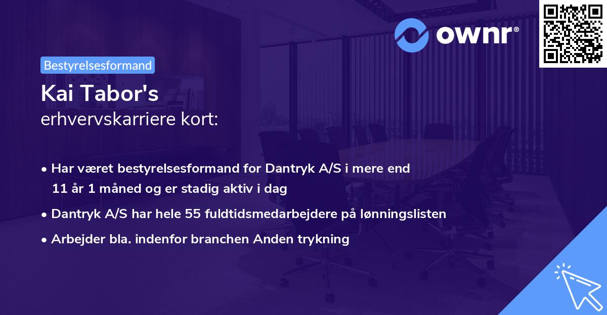 Kai Tabor's erhvervskarriere kort