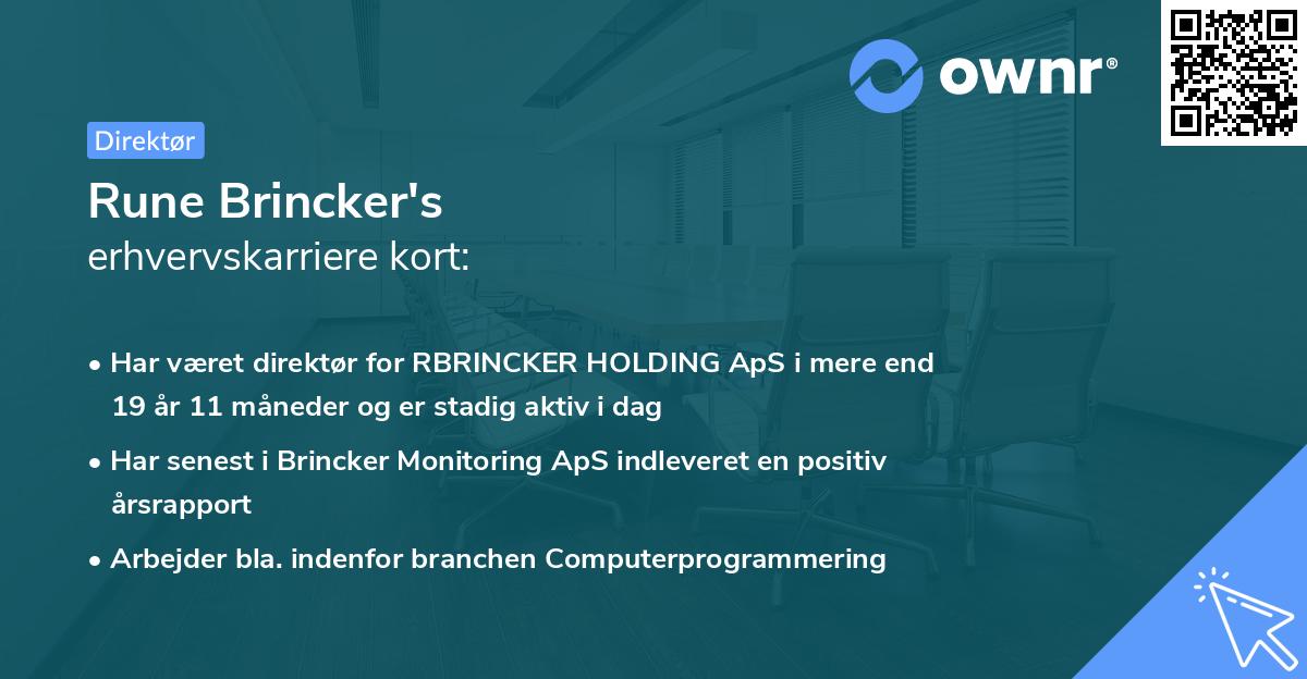 Rune Brincker's erhvervskarriere kort