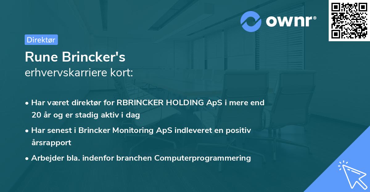 Rune Brincker's erhvervskarriere kort
