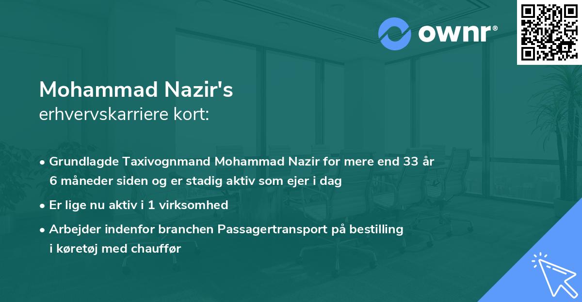 Mohammad Nazir's erhvervskarriere kort