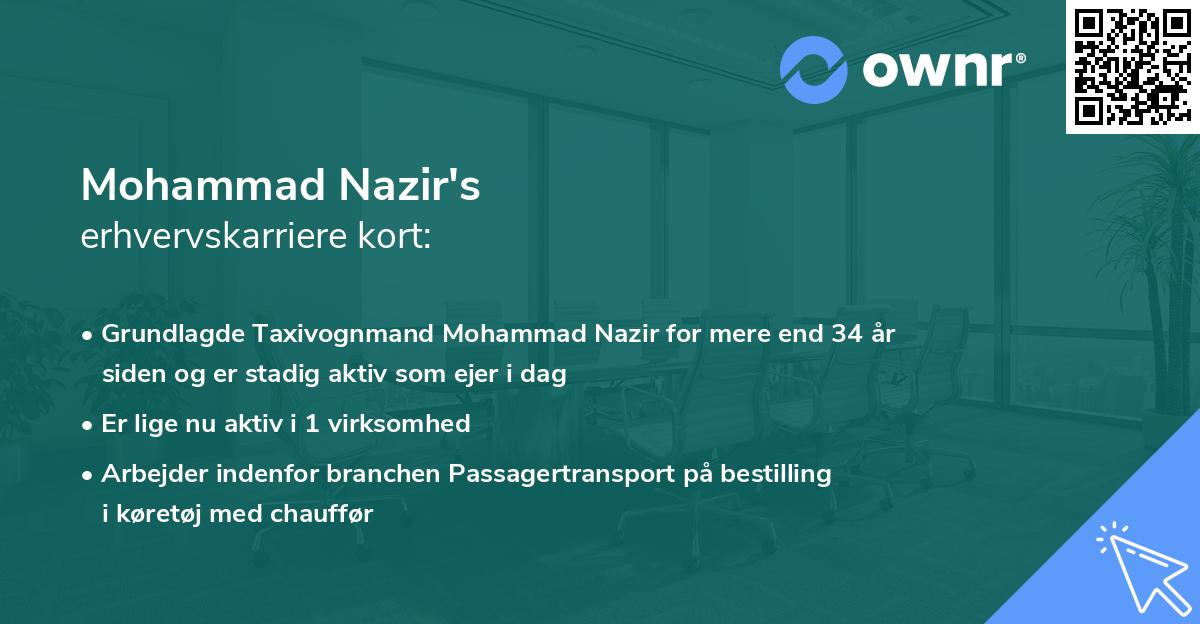 Mohammad Nazir's erhvervskarriere kort