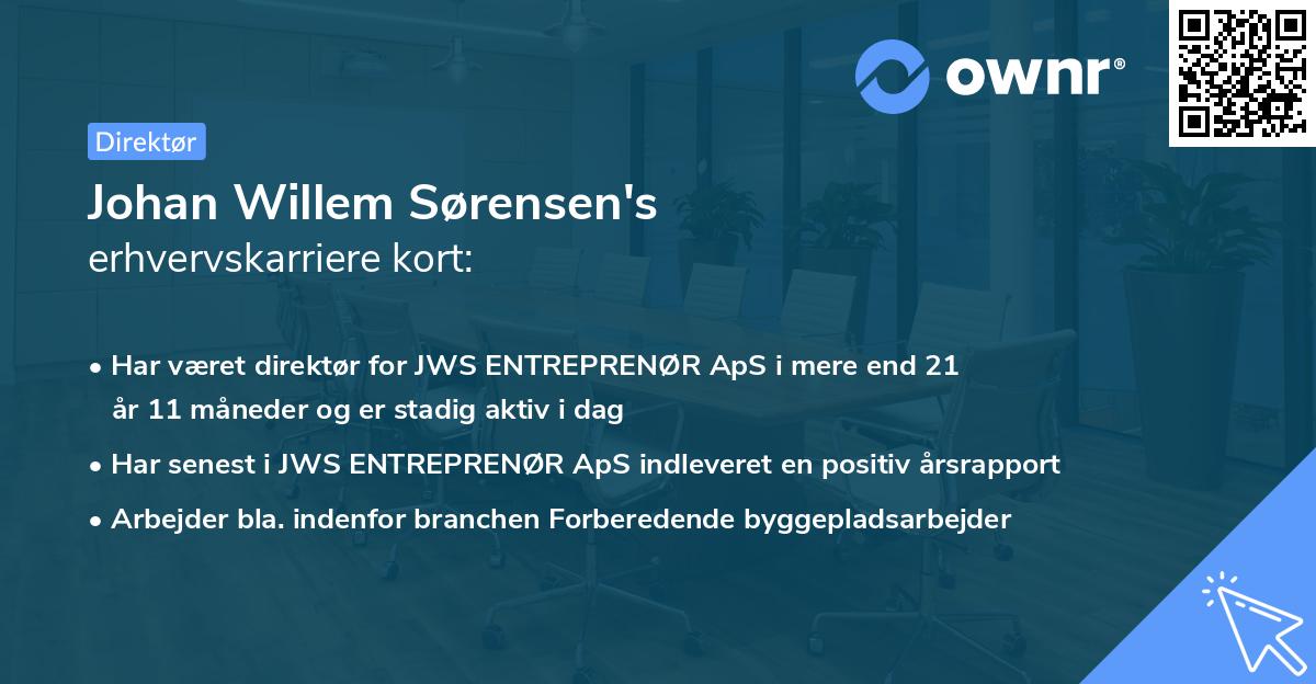 Johan Willem Sørensen's erhvervskarriere kort
