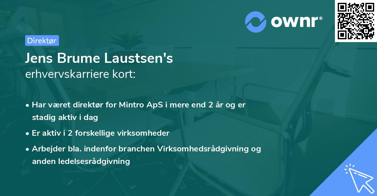 Jens Brume Laustsen's erhvervskarriere kort