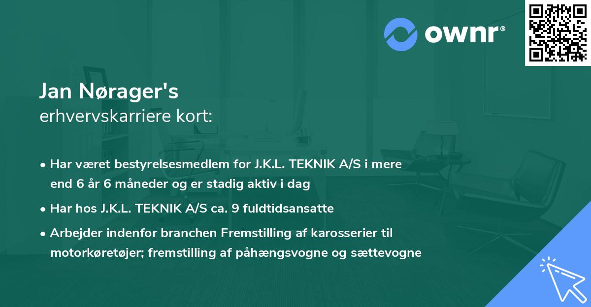 Jan Nørager's erhvervskarriere kort