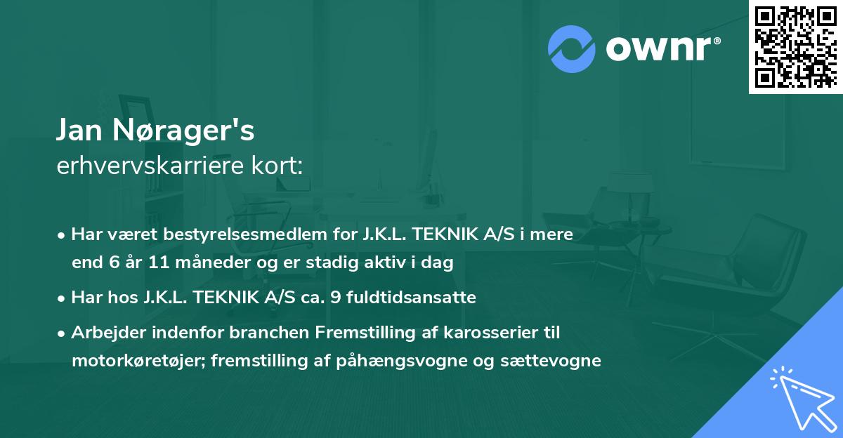 Jan Nørager's erhvervskarriere kort