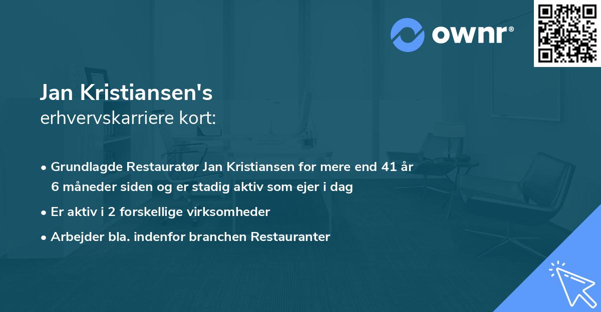 Jan Kristiansen's erhvervskarriere kort