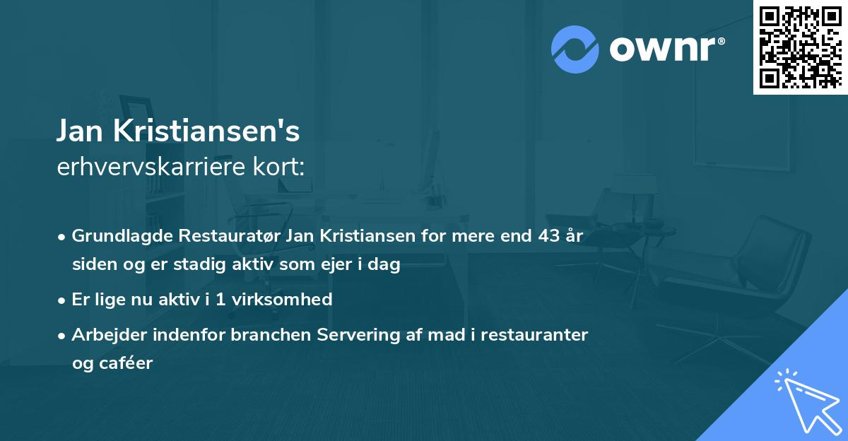 Jan Kristiansen's erhvervskarriere kort