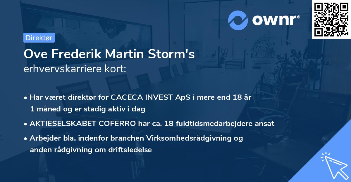 Ove Frederik Martin Storm's erhvervskarriere kort