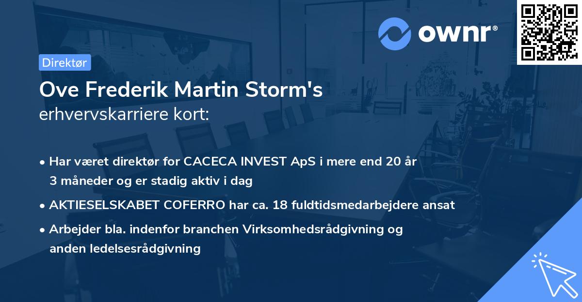 Ove Frederik Martin Storm's erhvervskarriere kort