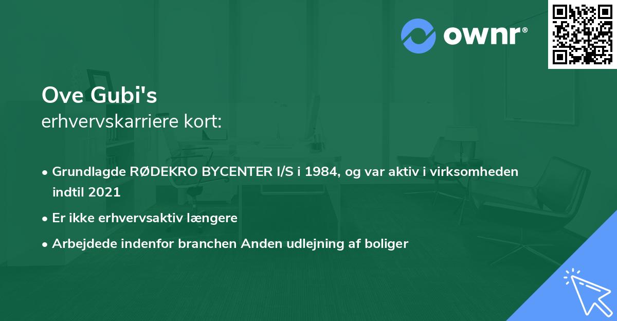 Ove Gubi's erhvervskarriere kort