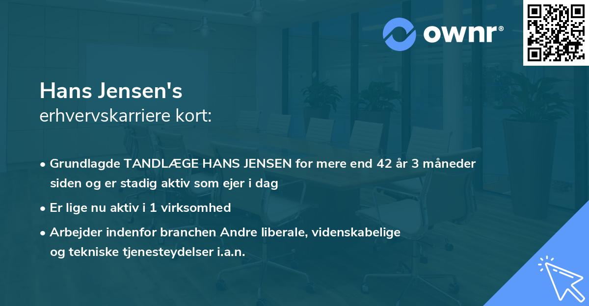 Hans Jensen's erhvervskarriere kort
