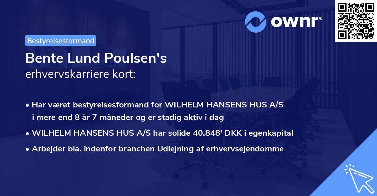 Bente Lund Poulsen's erhvervskarriere kort