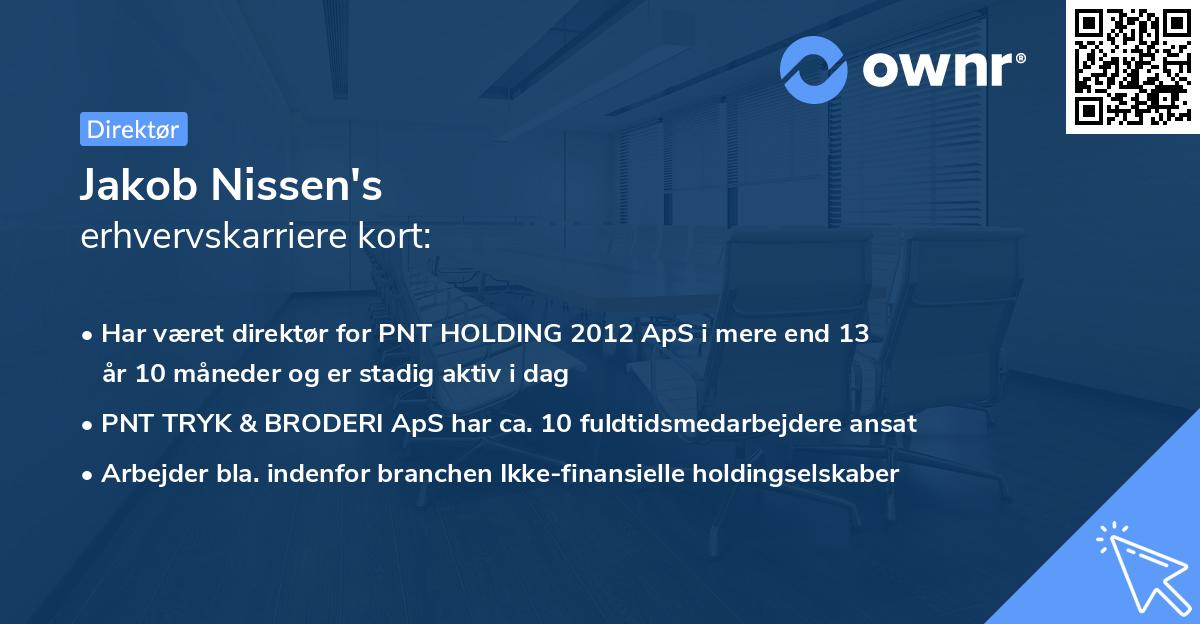Jakob Nissen's erhvervskarriere kort