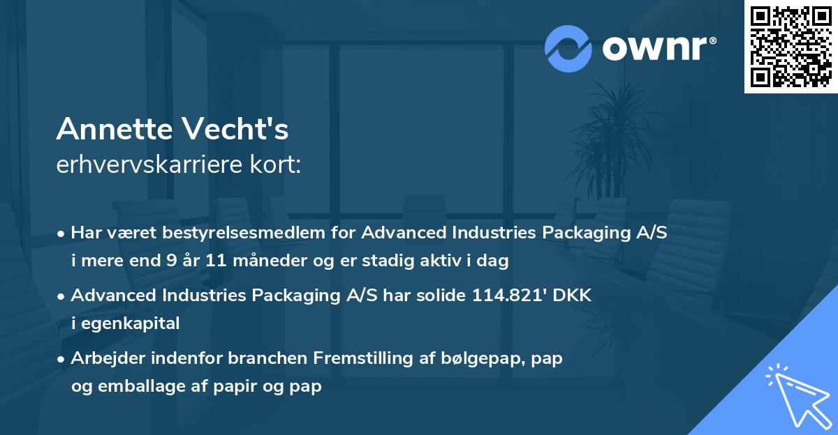 Annette Vecht's erhvervskarriere kort