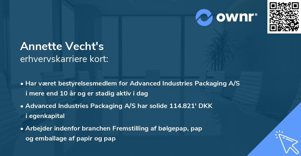 Annette Vecht's erhvervskarriere kort