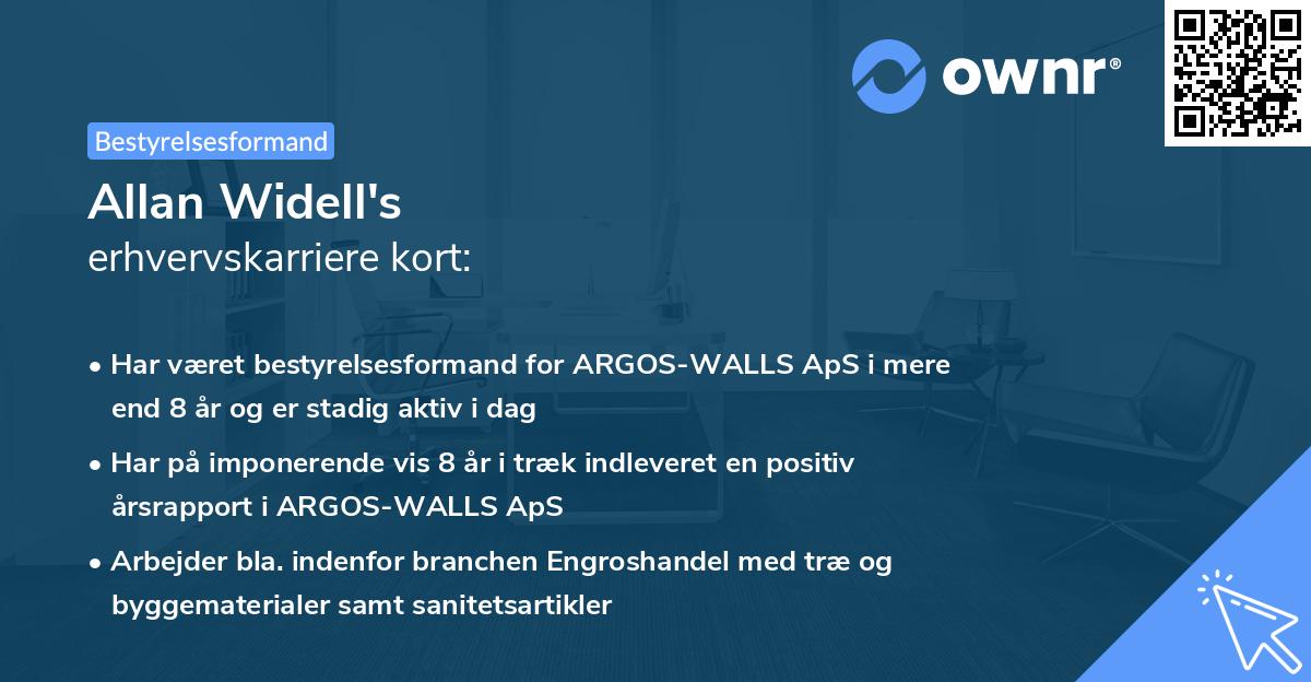 Allan Widell's erhvervskarriere kort