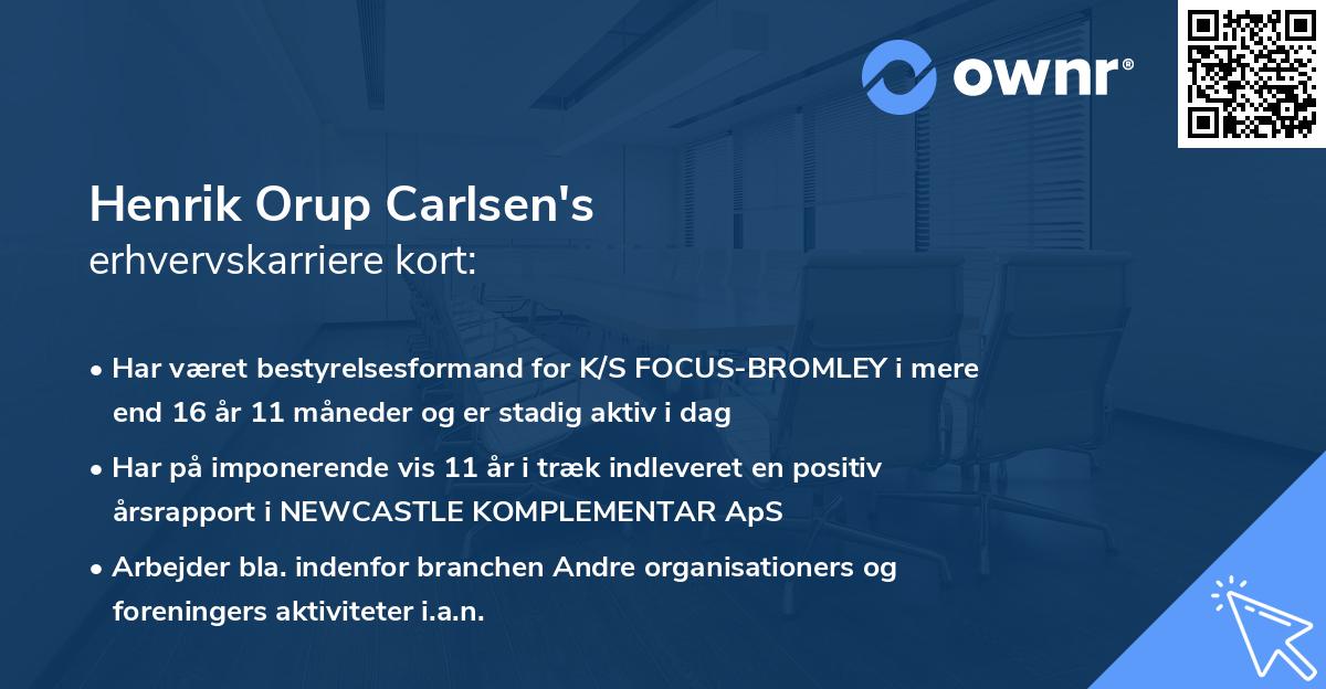 Henrik Orup Carlsen's erhvervskarriere kort
