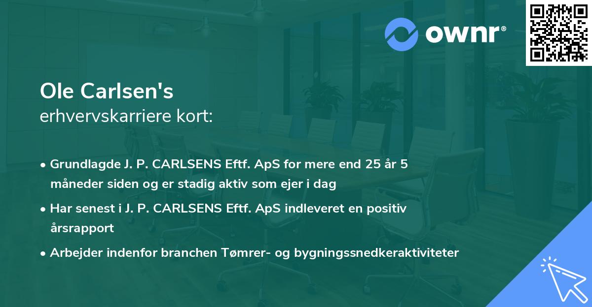 Ole Carlsen's erhvervskarriere kort