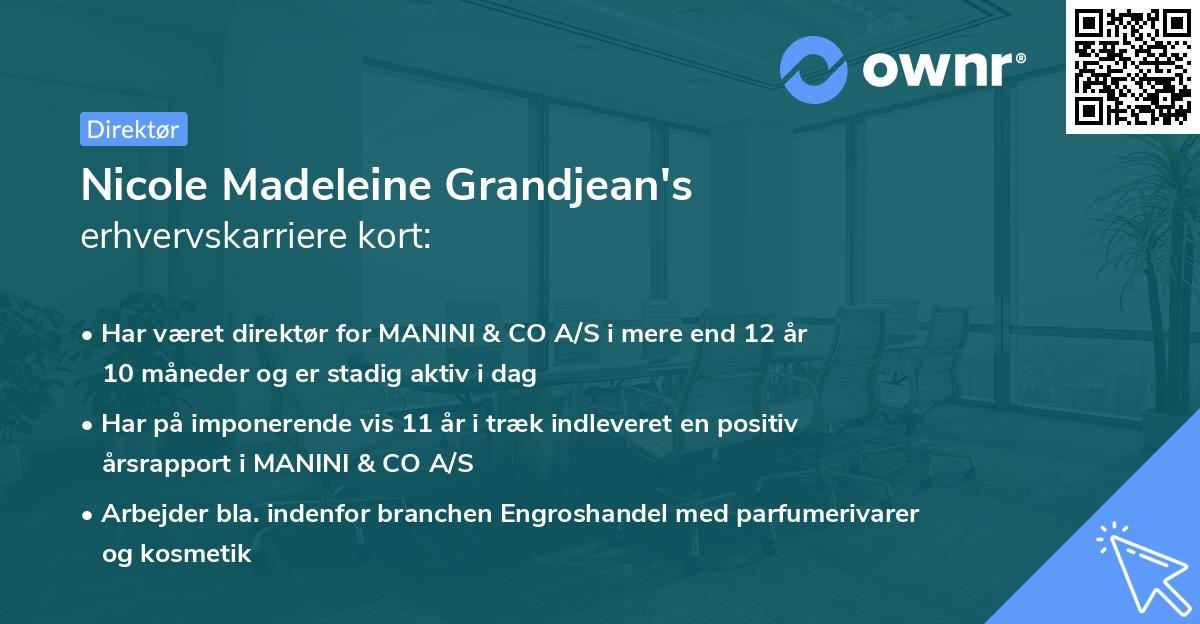 Nicole Madeleine Grandjean's erhvervskarriere kort