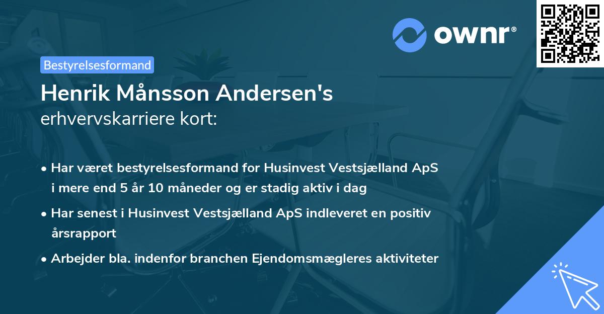 Henrik Månsson Andersen's erhvervskarriere kort