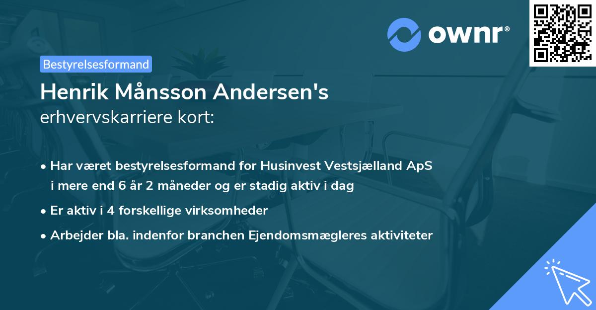 Henrik Månsson Andersen's erhvervskarriere kort