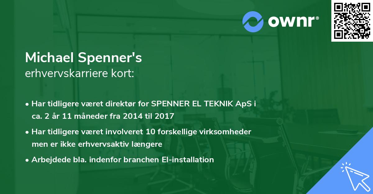 Michael Spenner's erhvervskarriere kort
