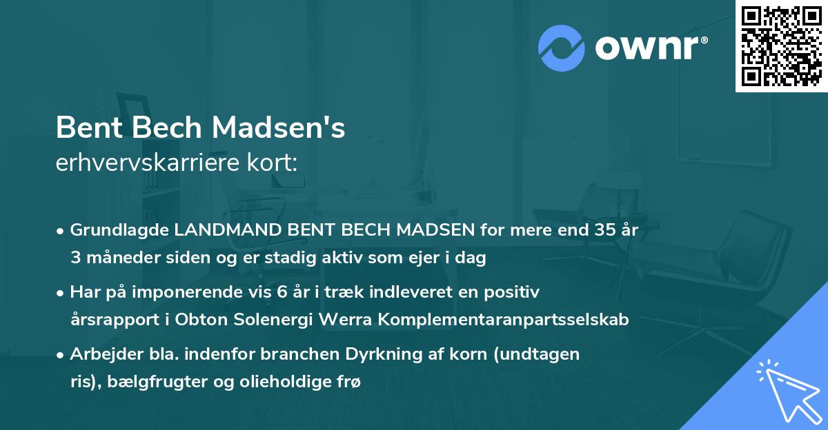 Bent Bech Madsen's erhvervskarriere kort