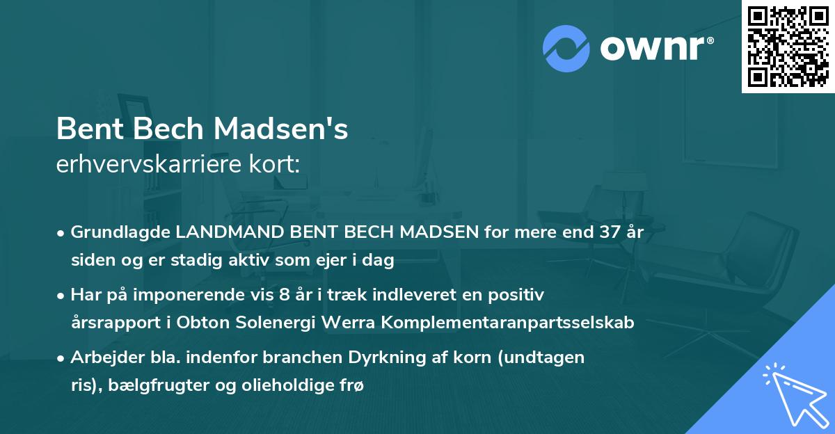 Bent Bech Madsen's erhvervskarriere kort